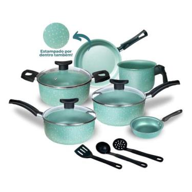 Imagem de Jogo de Panelas Teflon Atenas 10 Pçs Antiaderente Tampa de Vidro - Glo