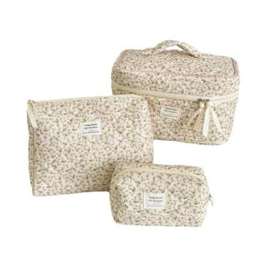 Imagem de Necessaire Vintage De Grande Capacidade Com Estampa Floral Para Mulher