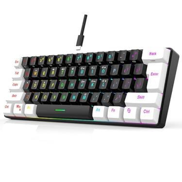 Imagem de Teclado Gamer de Membrana com 61 Teclas Fio iluminação RGB Retroiluminada Cabo Tecla Separação Design Simples Compacto 60 Ergonômico Plug and Play USB