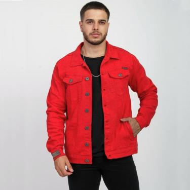 Imagem de Jaqueta Vermelha Destroyed Rasgada Masculina Sarja Premium-Masculino