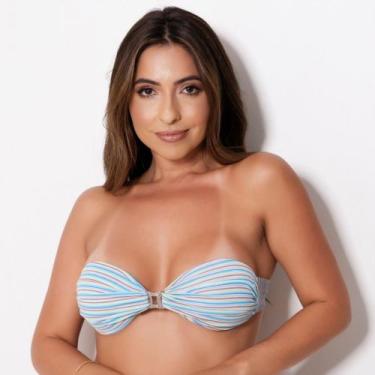 Imagem de Top Bustiê com Bojo Cor:Azul/Verde/MarromTamanho:M - Saulo Lingerie, A