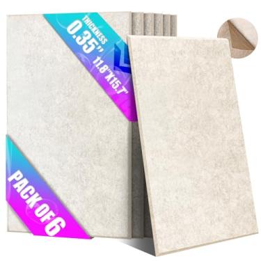 Imagem de Pacote com 6 painéis acústicos de parede autoadesivos, painel de som de alta densidade de 30 x 39,9 cm, painéis acústicos decorativos que absorvem som para casa, escritório, estúdio de gravação (Camel