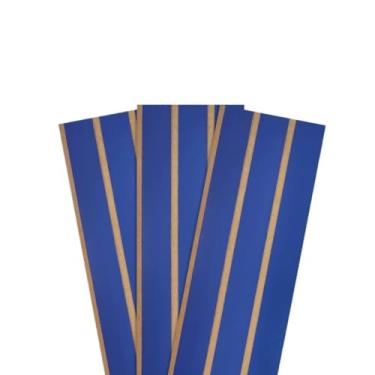 Imagem de Placas Painel Ripado MDF Autocolante 45x11cm – Decoração Moderna Sem Obra(AZUL,50 PLACAS)