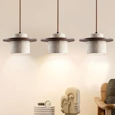 Imagem de Luminária pendente estilo japonês Wabi Sabi, soquete E27, lustre nórdico de mármore com cúpula de pedra natural, luminária suspensa simples para sala de jantar, cabeceira, ilha de cozinha e