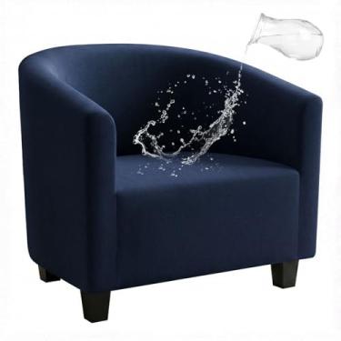 Imagem de NICEEC Capa de cadeira de clube azul marinho elastano elástico capa para cadeira de banheira repelente de água capa macia para poltrona removível protetor de móveis para sala de estar