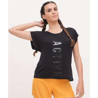 Imagem de Blusa Feminina Fitness Estampada Manga Curta Marisa-09032, Preto, P