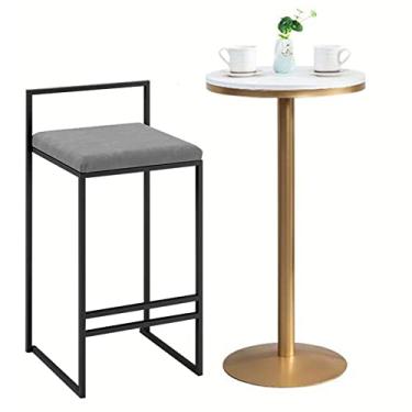 Imagem de Banquetas de cozinha com encosto assento estofado confortável, banquetas de bar altas para café da manhã, cadeiras de jantar, cadeiras de ilha com apoio para os pés para bar em casa, cinza