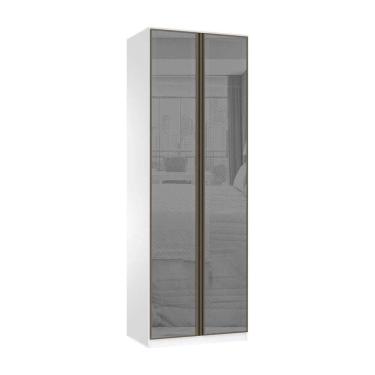 Imagem de Guarda Roupa Modulado 2 Portas 2 Cabideiros 80cm  Com Vidro Reflecta Prata Luciane Móveis