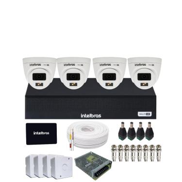 Imagem de Kit 4 Cameras Intelbras Full Color 1120d, Dvr 1104-c 4 Canais C/ SSD 512gb