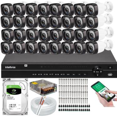 Imagem de Kit 32 Câmeras de Segurança HD Dvr 32 Ch Intelbras c/Hd 3TB