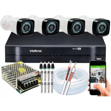 Imagem de Kit 4 Cameras Segurança Hd Dvr Intelbras mhdx 4ch S/hd