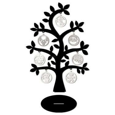 Imagem de Árvore Preta Com Bolinhas De Natal 28cmx40cm - Cria Arte Laser Prata