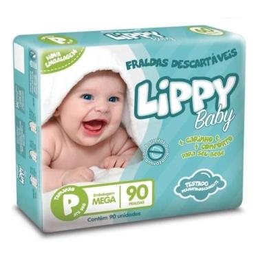 Imagem de Fralda infantil pacote com 90 tiras lippy baby - p