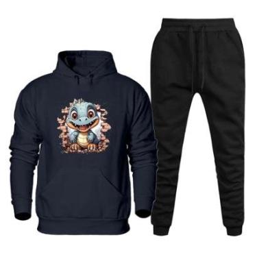 Imagem de Conjunto de Frio Moletom Canguru Com Capuz 50% Algodao e Calça Lisa Com Bolso Confortavel Treino-Masculino