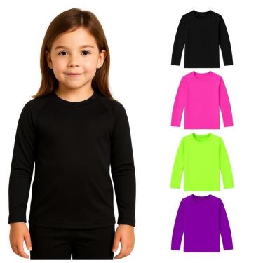 Imagem de Kit 4 Camisetas Manga Longa Infantil Menina Proteção Solar-Feminino