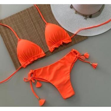 Imagem de Biquini Cortininha com Calcinha Fio Duplo - Nayklê Moda Praia, Laranja