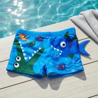 Imagem de Sunga 3D Infantil Boxer UV50+ Para Praia Piscina Natação Bebê Menino T