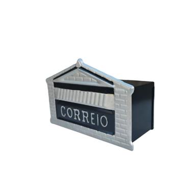 Imagem de Caixa de Correio para Muro A060POM Abertura por Tras Impermeavel Preta em Aco Carbono Ouro Minas