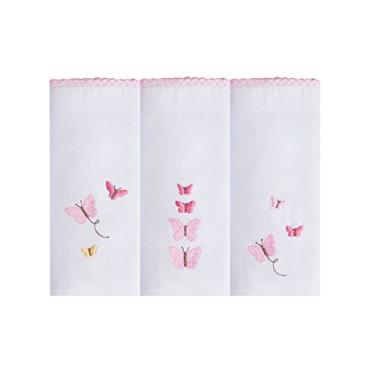 Imagem de Papi Textil Fralda Bordados Rosa 70Cmx70Cm Pacote De 3