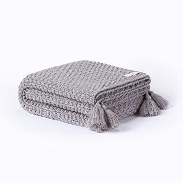 Imagem de Peseira Manta Pompom Sofá Sala Cama Casal Trico 180x90cm Istambul