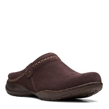 Imagem de Clarks Tamanco feminino Roseville Echo Clog, Camurça marrom escuro, 7 Narrow