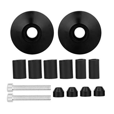 Imagem de Para motocicleta extremidade do guidão de 1 polegada extremidade do guidão de 2,5 cm universal CNC liga de alumínio guidão guidão de motocicleta acessório final 1 par (preto)