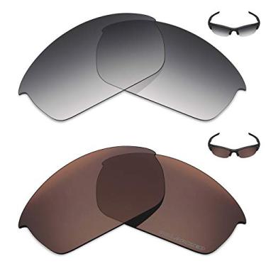 Imagem de Mryok+ 2 pares de lentes polarizadas de substituição para óculos de sol Oakley Flak Jacket – Cinza dégradé tingido/marrom bronze
