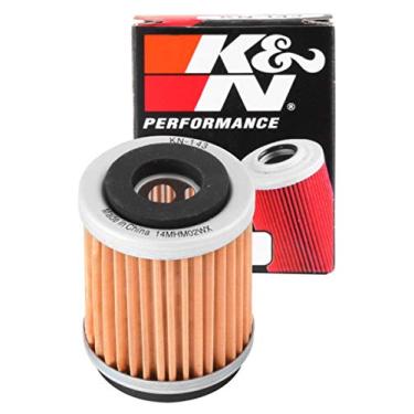 Imagem de K&N Filtro de óleo de motocicleta: alto desempenho, premium, projetado para ser usado com óleos sintéticos ou convencionais: serve para veículos Yamaha selecionados, KN-143