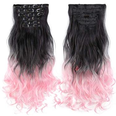 Imagem de Cabelo longo cacheado sintético de 22 polegadas resistente ao calor para mulheres com grampo de extensão de cabelo em peruca