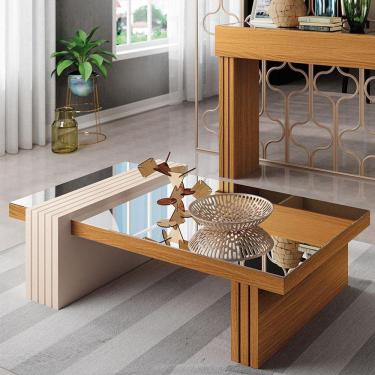 Imagem de Mesa de Centro Ambiente Luna Cinamomo Off White com Espelho - HB Móveis