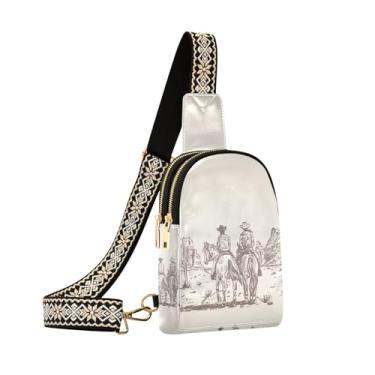 Imagem de NCRJCZQL Bolsa tiracolo feminina de couro, bolsa de ombro, pochete pequena para caminhadas, viagens, Cowbay, One Size