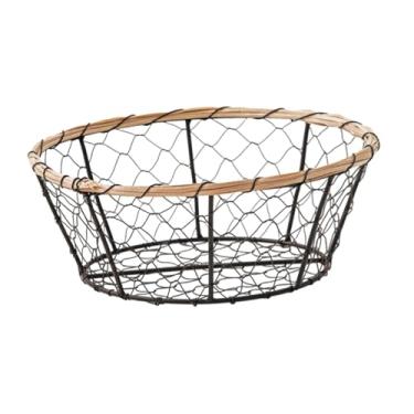 Imagem de IEUDNS Cesta de pão de ovo Suporte de frutas Cesta de de ferro Cesta de armazenamento de arame para banheiro Mesa de jantar Cozinha Frutas Legumes, Round L