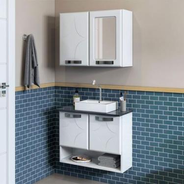 Imagem de Armário de Banheiro Rubi 4 Portas com Espelho Branco - Telasul, Branco