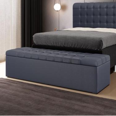 Imagem de Calçadeira Alpha 140 Modulada Estofada A-019 Couro Artificial Azul Ara