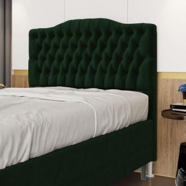 Imagem de Cabeceira Estofada Decorativa Pollux 195 para Cama King Sued Verde Ara
