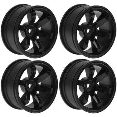 Imagem de 4Pack HIRCQOO RC Plastic Wheel Rims 12mm Hex Hub OD 52mm Compatible with 1/10 On-Road Racing Touring Drift Car Tamiya TT-01 Kyosho RedCat Sakura D4 XIS HSP 1/10 RC Scales,Width 26mm (Black)