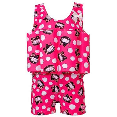 Imagem de ELUCKFACE Roupa de banho flutuante infantil para bebês de 1 a 8 anos, Gato de mergulho fúcsia, 5-6 Anos