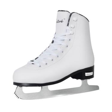 Imagem de Nattork Patins brancos Excellence lâminas de aço inoxidável patinação artística no gelo com suporte aprimorado, desempenho de força e máximo conforto para mulheres e homens