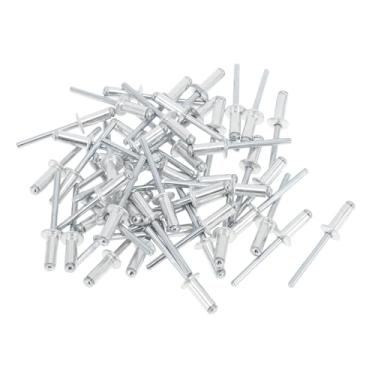 Imagem de INFINAUTO Cabeça de cúpula grande flange rebites cegos 4,8 mm diâmetro de aderência 16 mm comprimento de aderência 9,5 mm diâmetro da flange liga de alumínio ferro tom prata