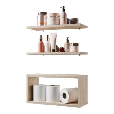 Imagem de Kit Prateleira Nicho Bruges para Banheiro Carvalho 40 x 12cm - Mercado