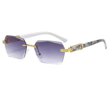 Imagem de VFDHN Óculos de sol feminino punk pequeno uv400 masculino retangular feminino (dourado-cinza)