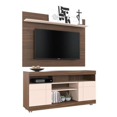 Imagem de Rack Bancada Yara Com Painel Maia Nogueira Real-off White Para Até 55? - Colibri Nogueira Real-off White