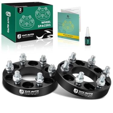 Imagem de YHTAUTO Espaçadores de roda de 15,2 x 11,44 cm compatíveis com Dodge Dakota 1991-2004, Durango 1998-2003, Viper 1992-2017 Espaçadores de pneu com parafusos de grau 1/2"-20 e 12,9", furo do cubo de 71,5 mm, 2,5 mm PCS preto
