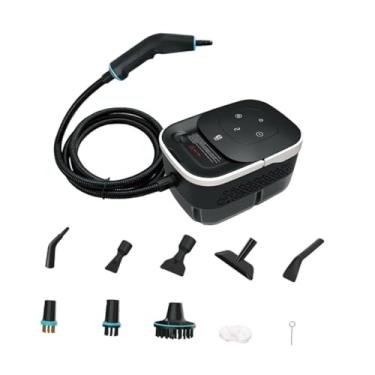 Imagem de Fenteer Limpador a vapor de alta pressão multifuncional com plugue UE, dispositivo portátil compacto de limpeza a vapor para banheiro, janela e móveis, Preto