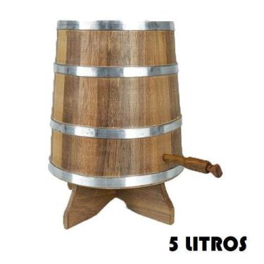 Imagem de Dorna de Madeira Carvalho Natural - Aro Inox - 5 Litros