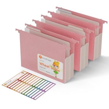 Imagem de EcoStash Pastas de arquivo suspensas expansíveis de palha de trigo, pastas sanfonadas de 8 cm, grande capacidade, tamanho carta para arquivo, declaração de impostos, faturas, escritório e casa - rosa