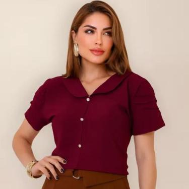 Imagem de Blusa Social Feminina Evangélica com Botões Nas Mangas - G-Store, Bord