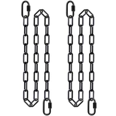 Imagem de 2 peças, corrente de balanço de 165 cm, resistente, 453 kg, capacidade de pendurar, correntes de varanda e ganchos, corrente preta para cadeiras de rede, cadeira suspensa, sacos de pancada, para