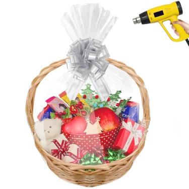 Imagem de Yeumk Sacos retráteis para cestas de presente de Natal, 30,5 x 40,6 cm, pacote com 50, sacos termorretráteis transparentes de celofane PVC para embrulho de presente, Halloween, Páscoa