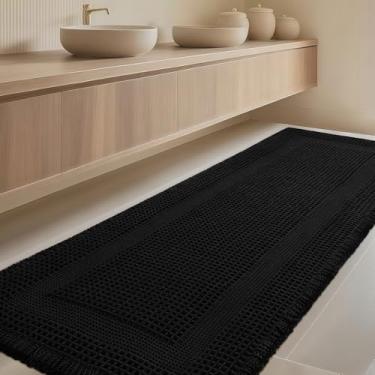 Imagem de Tapete de banheiro extra grande, tecido boêmio, moderno, absorvente, antiderrapante, tapetes de banheiro macios, laváveis à máquina, tapetes de banho de malha com borlas para banheiro, quarto, cozinha
